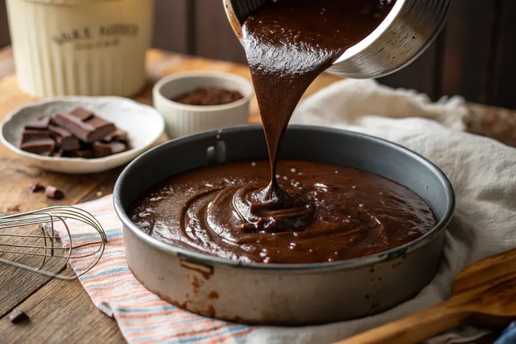 Pouring Chocolate Brownie Batter