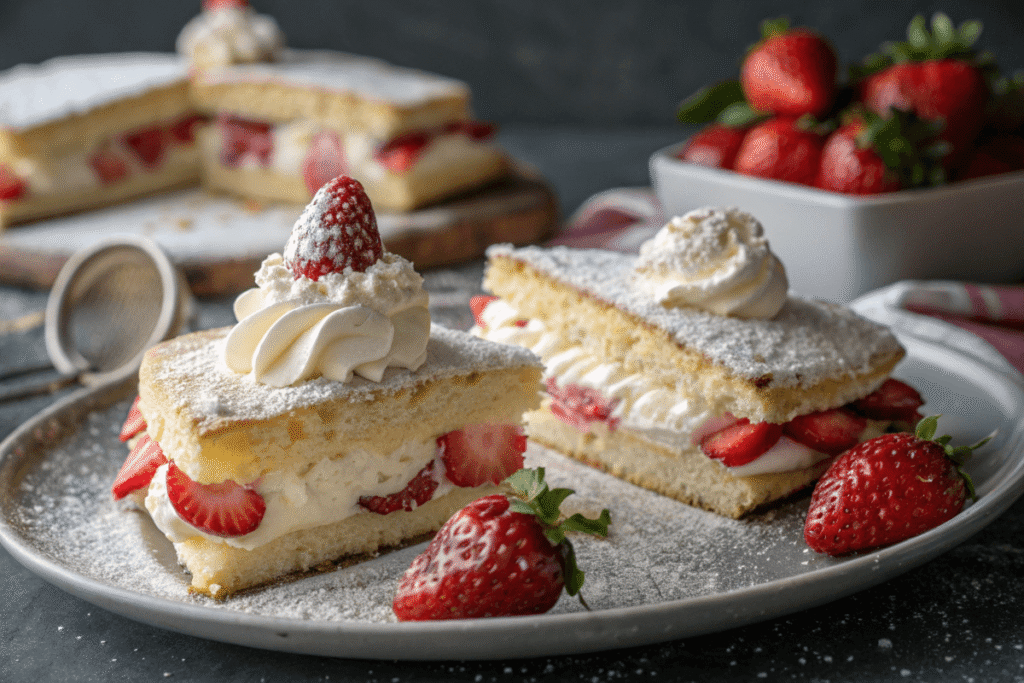 Close-up of sliced fried strawberry cheesecake sandwich